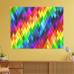 Toile Motif géométrique diamant arc-en-ciel