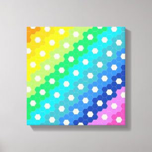 Toile Motif géométrique Hexagon arc-en-ciel lumineux