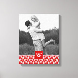 Toile Motif japonais rouge Photo avec Monogramme