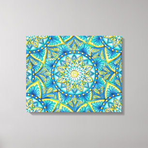 Toile Motif Mandala bleu turquoise