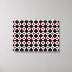 Toile Motif noir, blanc, diamant rouge