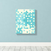 Toile Motif Pixel bleu et cyan (Insitu (Plancher de Bois))