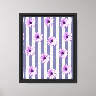 Toile Motif rayé avec des marguerites violettes