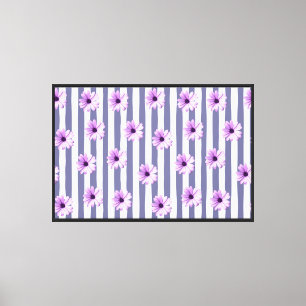 Toile Motif rayé avec des marguerites violettes
