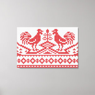 Toile Motif russe de la croix des Roosters rouges