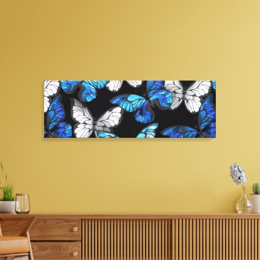Toile Motif sans couleur foncée avec papillons bleus Mor (Insitu(Salon))