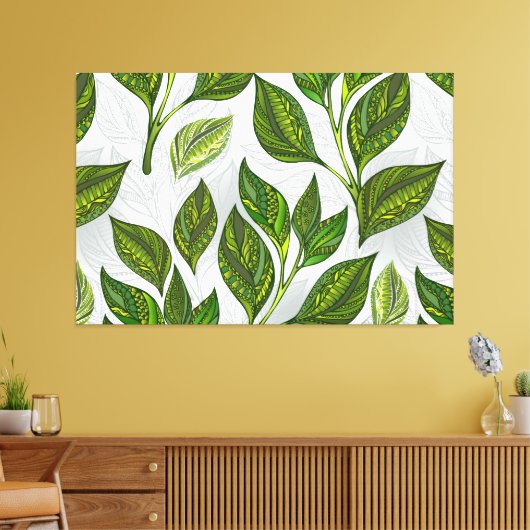 Toile Motif sans couture avec Feuilles de thé vert (Insitu(Salon))