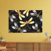 Toile Motif sans couture avec libellules d'or (Insitu(Salon))