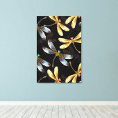 Toile Motif sans couture avec libellules d'or (Insitu (Plancher de Bois))