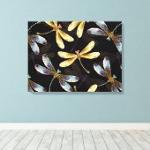 Toile Motif sans couture avec libellules d'or (Insitu (Plancher de Bois))