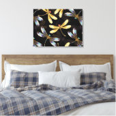 Toile Motif sans couture avec libellules d'or (Insitu(Chambre))
