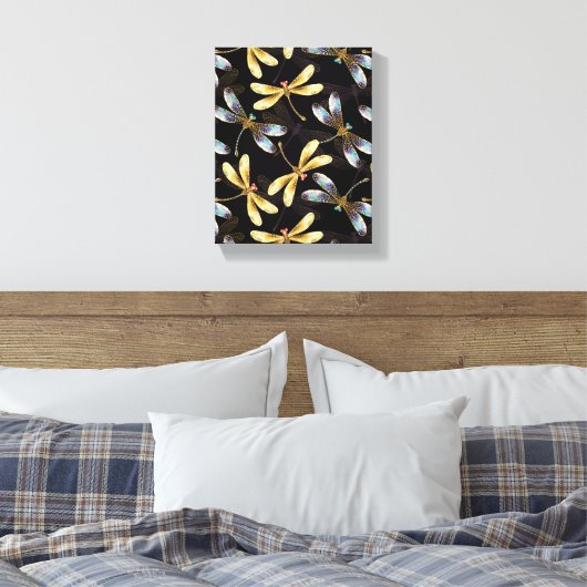 Toile Motif sans couture avec libellules d'or (Insitu(Chambre))