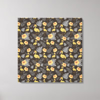 motif sans couture Flamant rose avec fleurs et feu