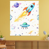 Toile Motif spatial Rocket et UFO | Planètes, étoiles et (Insitu(Salon))