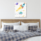 Toile Motif spatial Rocket et UFO | Planètes, étoiles et (Insitu(Chambre))