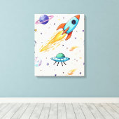Toile Motif spatial Rocket et UFO | Planètes, étoiles et (Insitu (Plancher de Bois))