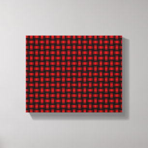 Toile Motif Tissé Rouge Noir