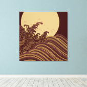 Toile Motif traditionnel japonais de vague et de lune (Insitu (Plancher de Bois))