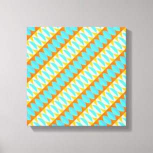Toile Motif turquoise bleu orange jaune coloré