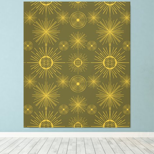 Toile Motif vert Boho Celestial Sun Stars (Insitu (Plancher de Bois))