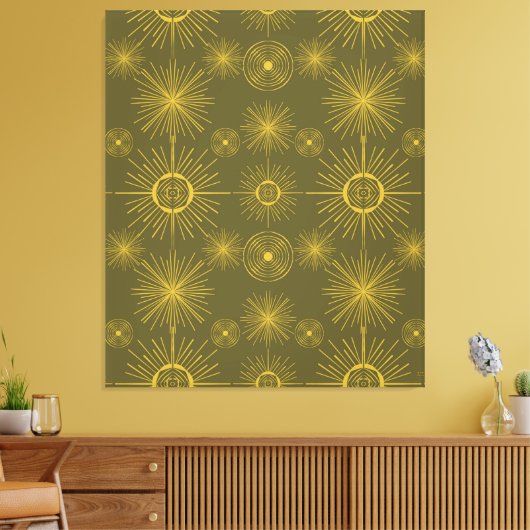 Toile Motif vert Boho Celestial Sun Stars (Insitu(Salon))