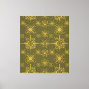 Toile Motif vert Boho Celestial Sun Stars