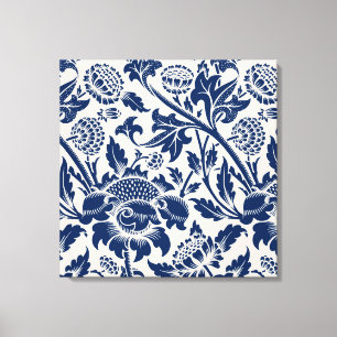 Toile Motif vintage à fleurs bleues