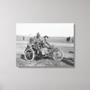 Toile Moto militaire avec Sidecar et Machine Gun