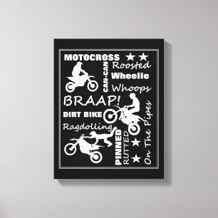 Toile Motocross Dirt Vélo Sports Terminologie Typographi