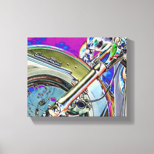 Toile Motorcycle Biker Art Bright Neon (Recto)
