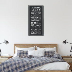 Toile Mots de motivation pour la vie, le travail, noir e
