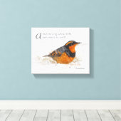 Toile Mots hivernaux poétiques Grive variée dans la neig (Insitu (Plancher de Bois))
