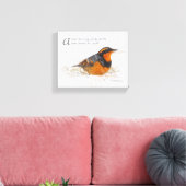 Toile Mots hivernaux poétiques Grive variée dans la neig (Insitu(Salon))