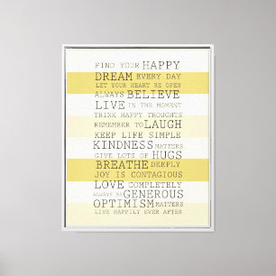 Toile Mots Inspirants Des Rayures Jaunes