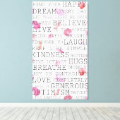 Toile Mots inspirants Pétales Roses (Insitu (Plancher de Bois))