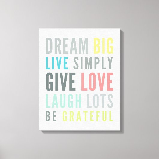 Toile MOTS MOTIVÉS À AIMER PAR LA typographie moderne (Recto)