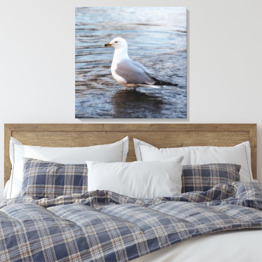 Toile Mouette dans l'eau avec lumière douce du matin (Insitu(Chambre))