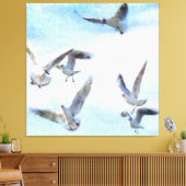 Toile Mouettes en aquarelle de vol (Insitu(Salon))