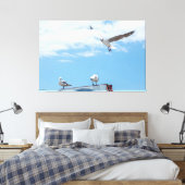 Toile Mouettes Oiseaux Ciel Bleu Volant Assis (Insitu(Chambre))
