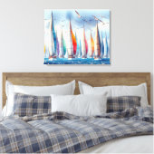 Toile Mouettes s'élevant au-dessus d'une régate de voili (Insitu(Chambre))