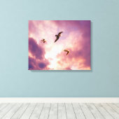 Toile Mouettes volant dans le ciel couché (Insitu (Plancher de Bois))