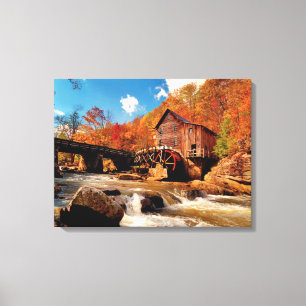 Toile Moulin à eau d'automne