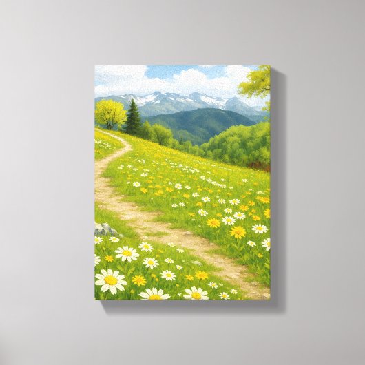 Toile Mountain Meadow Path avec Spring Daisy Art (Recto)