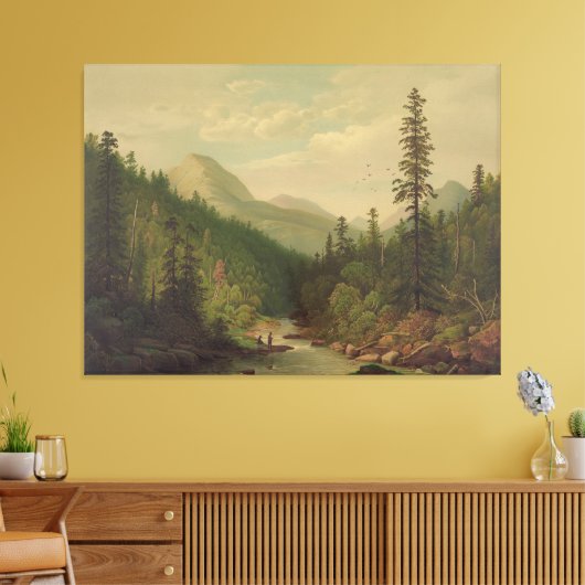 Toile Mountain scene, 2 men, 1 fishing (Insitu(Salon))