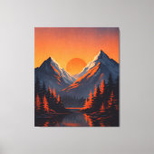 Toile Mountain Sunset Reflection Fiery Orange Sky (Recto)