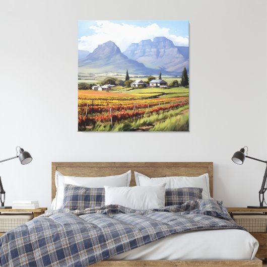 Toile Mountain Vineyard Farmhouse Wall Art Canvas Print (Insitu(Chambre))