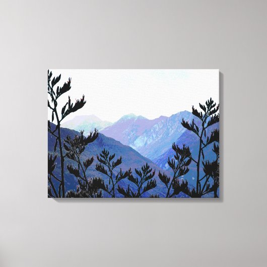 Toile Mountains & Flaxes, pop-art néo-zélandais (Recto)