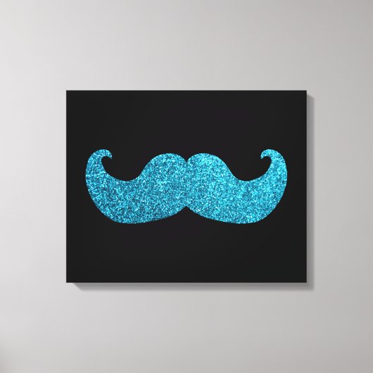 Toile Moustache Bling Bleu (Graphique Parties scintillan (Recto)
