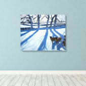 Toile Moutons dans la neige Derbyshire (Insitu (Plancher de Bois))