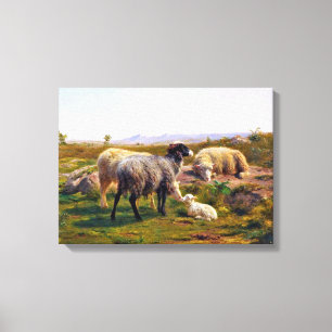 Toile Moutons et agneau dans la nature (par Rosa Bonheur